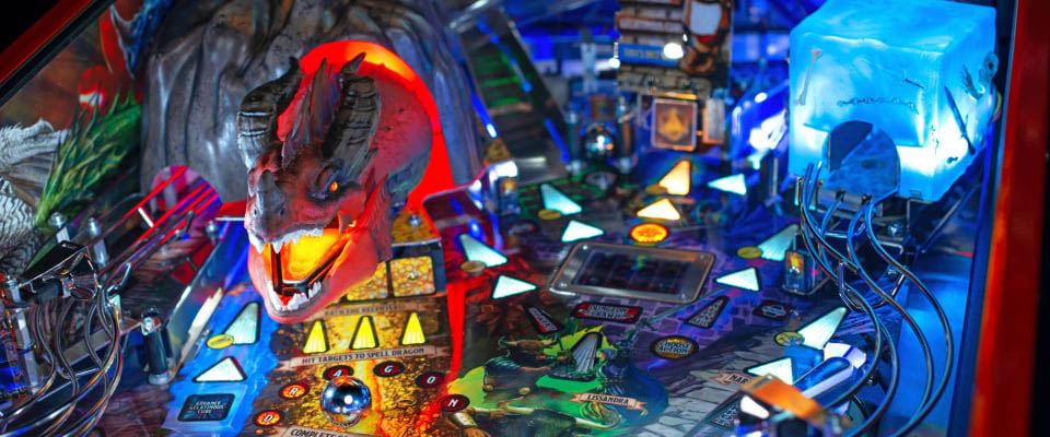 Dungeons and Dragons pinball playfield dragon